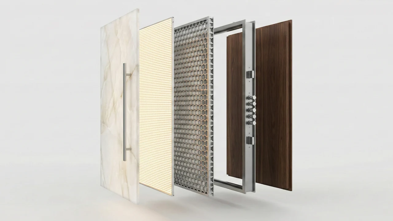 Transforming Entryways into Art: Backlit Onyx and Stone-Clad Security Doors