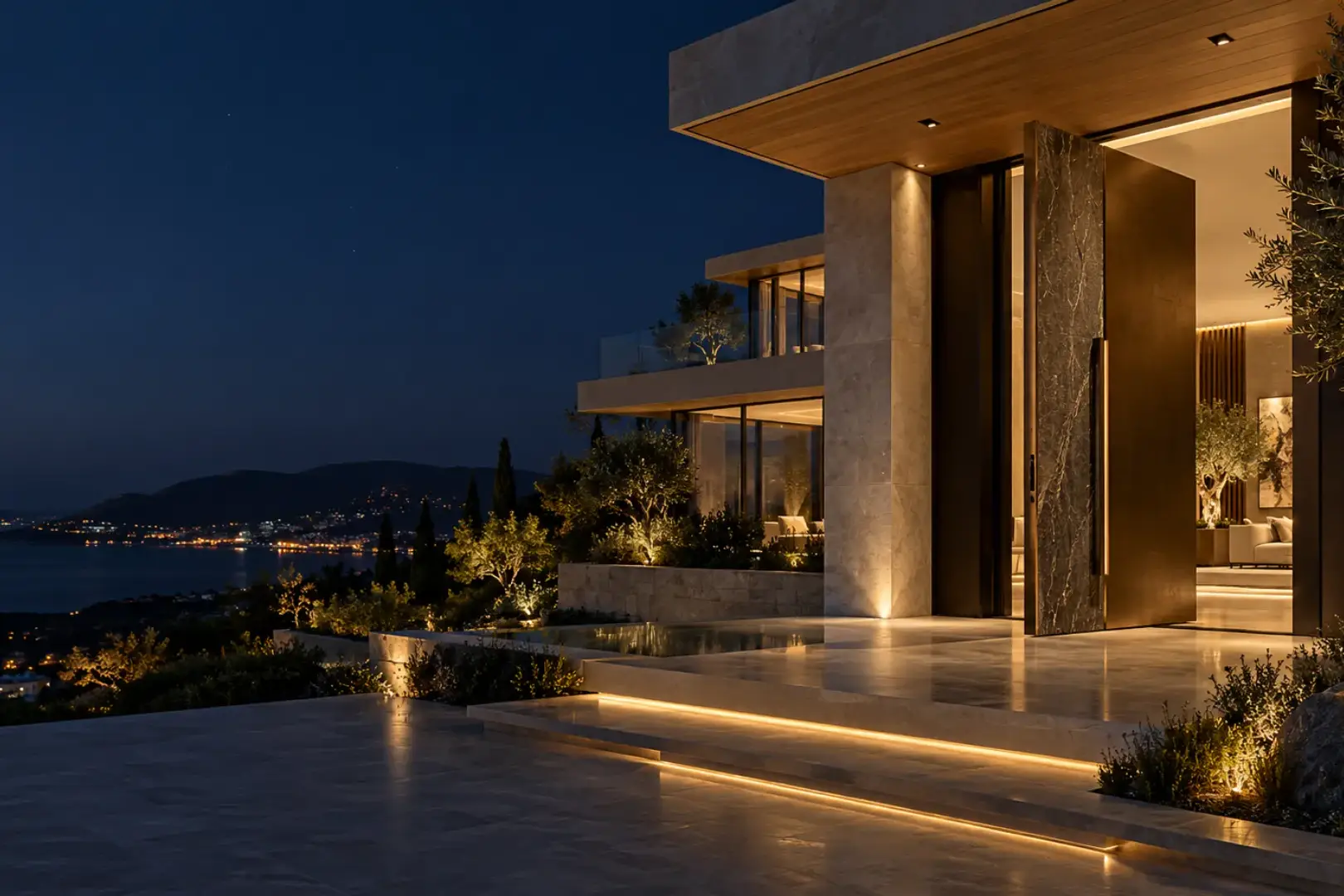 Luxury entrance design with a custom Minerva security door